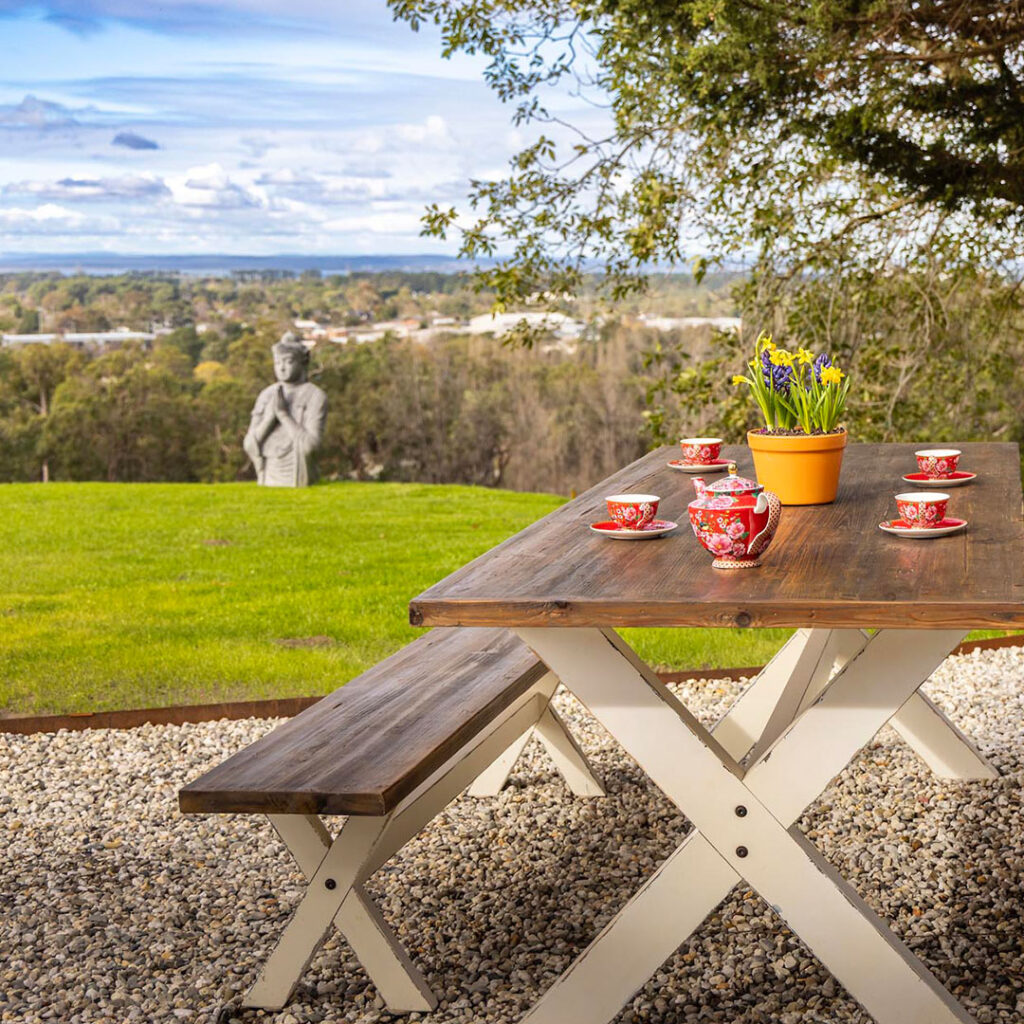 Outdoor seating at Peninsula Retreat House